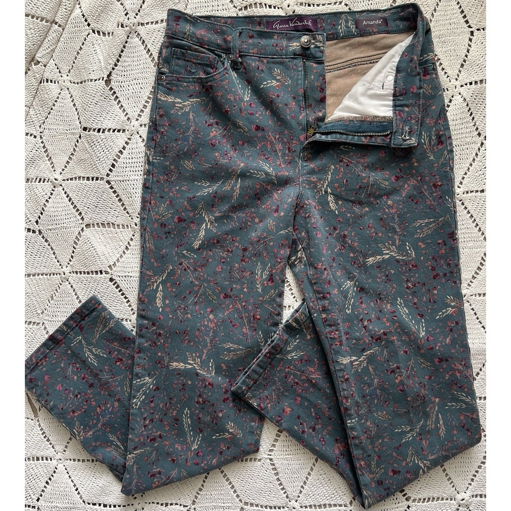 Women's Cottagecore Woodland Floral Jeans‎ Size 8 Amanda Vintage Vibe Nature